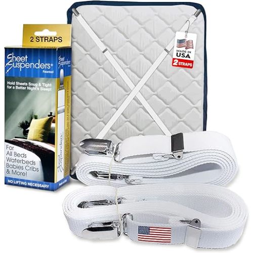Original Bed Sheet Straps with Clips Holder - Fitted Sheet Straps, Bed Sheet Holder, Bedsheet Clips/Straps - Fits All Mattress Sizes