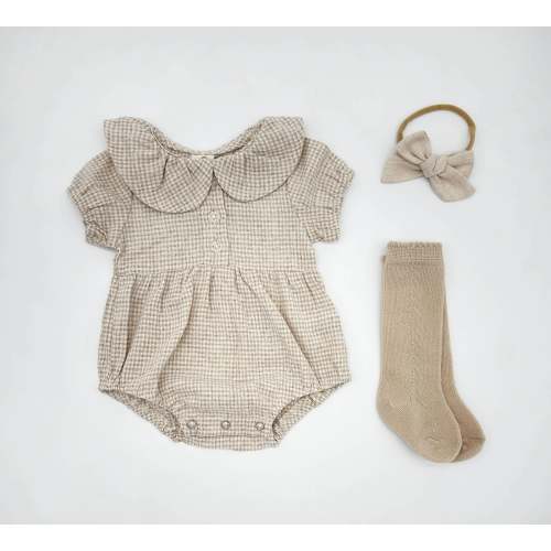 Adalia Gingham Romper Set – Olive and Cradle
