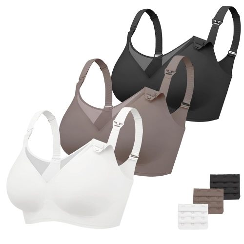 Vinfact 3 Pack Nursing Bras for Breastfeeding Comfort Maternity Bras for Pregnancy Wireless Seamless Breastfeeding Bras