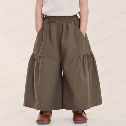 Toddler Gril Design Brown Loose Pants