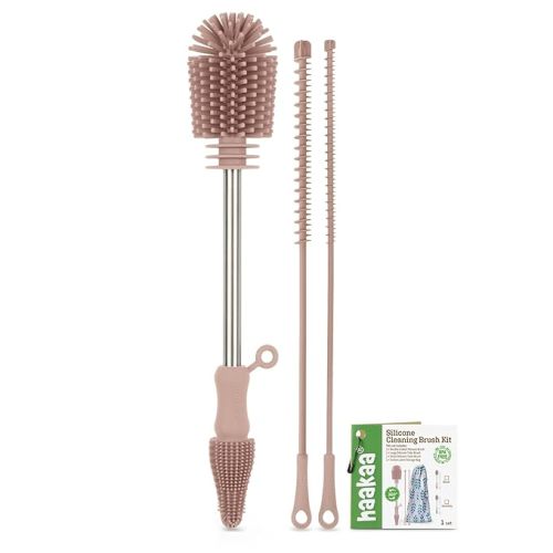 Silicone Cleaning Brush Kit - SUVA Grey - Bottle Brush for Breast Pumps, Breast Milk Collector, Baby Bottles, Nipples, Breastmilk Storage Bags