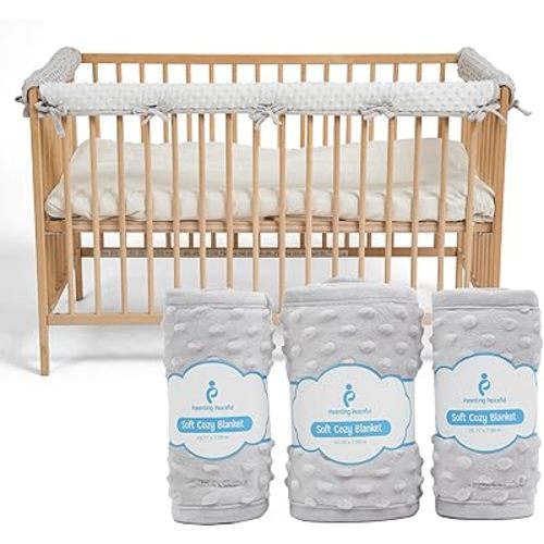 Crib Rail Covers for Teething - Crib Guard Bumper Pads - Edge Protector Bumber Pads for Crib - Biting & Chewing Bed Guard Rail - Crib Protector Accessories