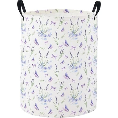 Baby Laundry Basket Baby Nursery Hamper Kids Laundry Basket Toy Storage Bin for Boys Room Decor Gift Baskets for Bedroom Bathroom(Lavender)