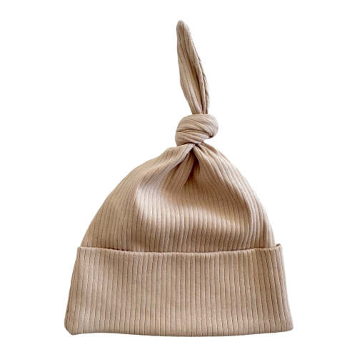 Tan / Organic Ribbed Beanie