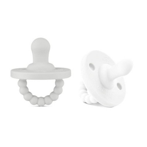Ryan & Rose Flat Pacifier - Gray and White - 2pk