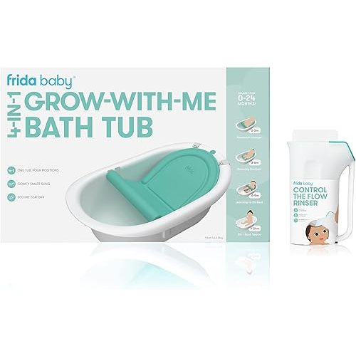 4-in-1 Grow-with-Me Bath Tub & Control The Flow Rinser Cup Bath Time Kit