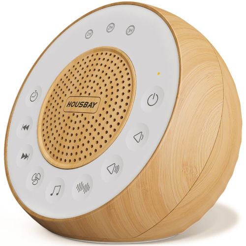 Housbay White Noise Sound Machine for Sleeping, 31 Soothing Sounds, Small Sleep Machine for Adults, No App, Wood Grain Design for Bedroom & Noise Canceling