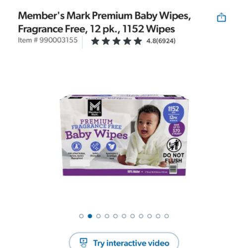 Member's Mark Premium Baby Wipes, Fragrance Free, 12 pk., 1152 Wipes - Sam's Club