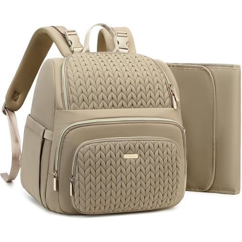 Diaper Bag Backpack - Lightweight & Stylish, Boys, Girls & Baby Travel Essentials Tote with Changing Pad, Insulated Pocket, Stroller Strap - Baby Backpack for Mom, Maternity (Brown Taupe)