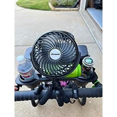AMACOOL Baby Stroller Fan 20H Work Time Battery Powered Clip on Fan with Flexible Tripod for Car Seat Crib Bike Treadmill Umbrella Wheelchairs