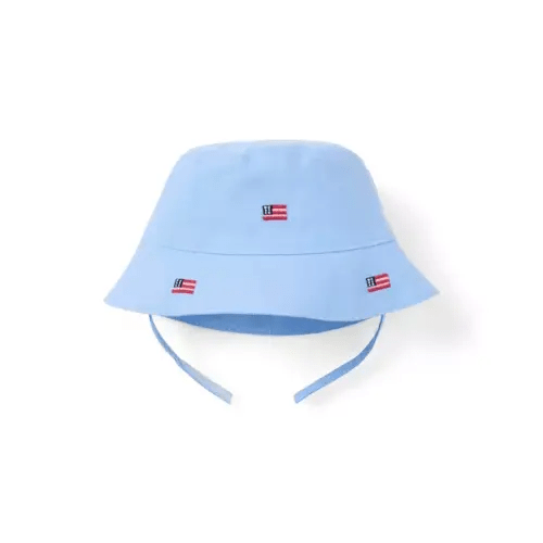 Baby Ocean Air Heather Flag Baby Embroidered Flag Bucket Hat by Janie and Jack