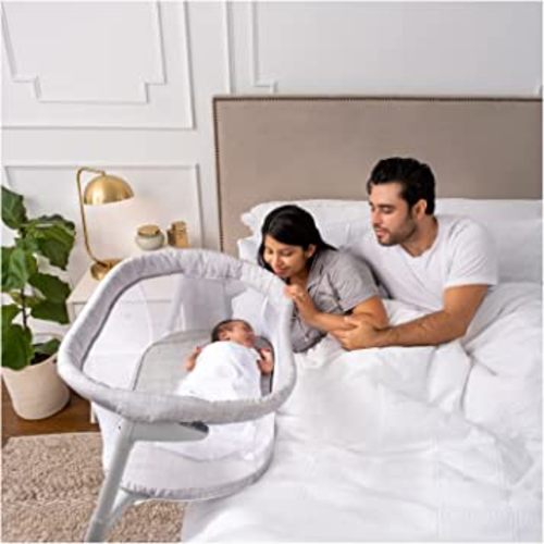 HALO Baby Flex BassiNest, Adjustable Travel Bassinet, Easy Folding, Lightweight with Mattress and Carrying Bag, Heather Weave