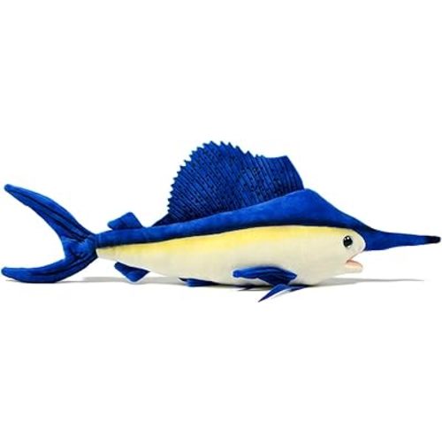 Simulation Swordfish Sailfish Stuffed Plush Toy- 18.5inch Lifelike Marlin Depth Ocean Animals Lstiophorus Platypterus Plushie Toys Figur, Super Soft Plush Dolls Stuffed Toys, Gifts for Kids