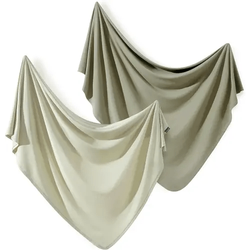 GRSSDER 2 Pack Newborn Swaddle Blanket, Ultra Soft Stretchy Jersey Knit Extra Large Size 33 x 44 Receiving Blankets for Easy Swaddling Baby Snug and Cozy