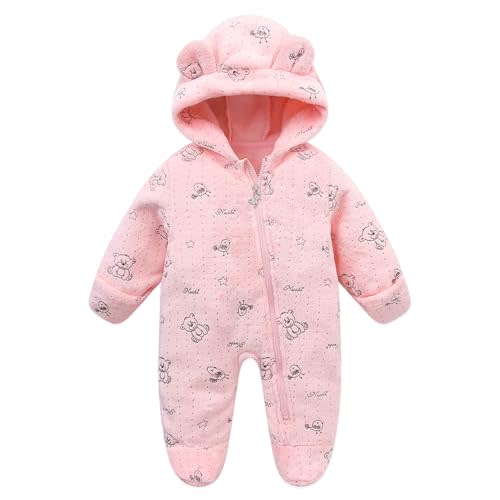 Baby Fleece Jumpsuit for 0-3 Months Infant Bear Snowsuit Newborn Romper Warm Coat