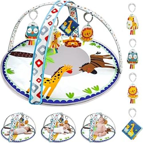 Baby Play Mat Tummy Time Mat for Babies 0-6 6-12 Months, Baby Toys for 0-12 Months Play Gym Activity Center for Sensory Toys for Toddlers, Newborn and Baby Essentials Gifts for Boys Girls