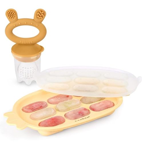 Haakaa Baby Fruit Food Feeder & Silicone Nibble Tray Combo