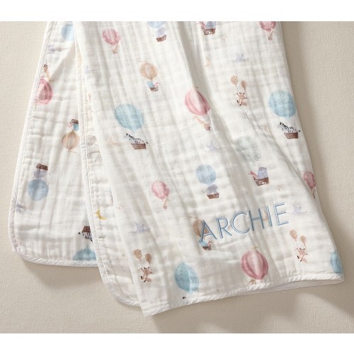 Hot Air Balloon Oversized Organic Muslin Baby Blanket