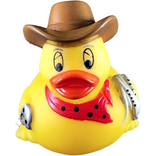 3" Cowboy Rubber Duck [Sealed Hole, No Mildew] - Baby Safe Bathtub Bathing Toy