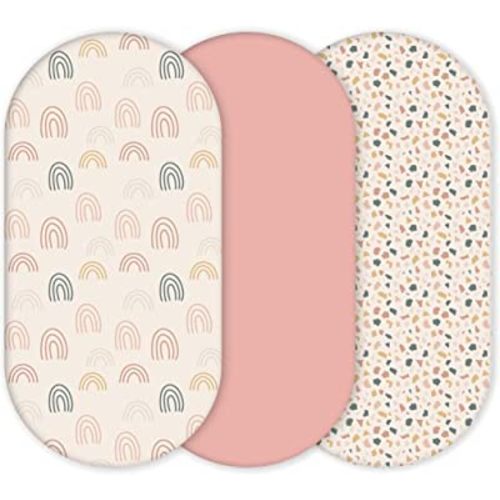 Premium Fitted Baby Bassinet Sheets, Changing Pad Cover and Stroller Sheets, Compatible with 4moms Mamaroo, Chicco Lullago, Graco, Halo and Uppababy, 100% Ultrasoft Cotton, 32x16” - Rosetta