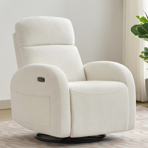 Ebern Designs Power Nursery Glider Recliner, Swivel Glider Recliner with USB & Type-C Port, Swivel Reclining | Wayfair