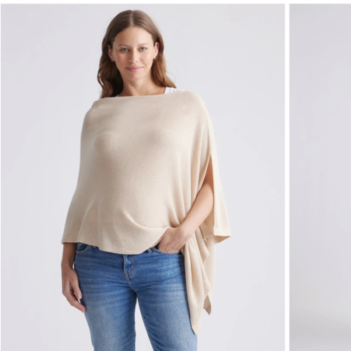 Quince Lightweight Cotton Cashmere Nursing Shawl- oatmeal