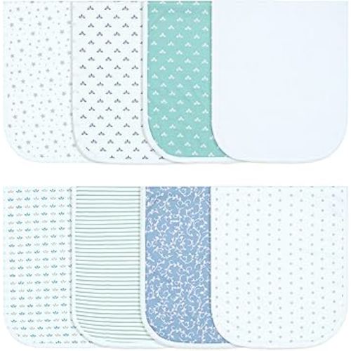 Hakochia Burp Cloths for Baby Boy & Girl Organic Cotton Large Unisex Burp Clothes Extra Absorbent Soft Neutral Burping Rags Spit Up Cloth Sets for Newborns 8 Pack