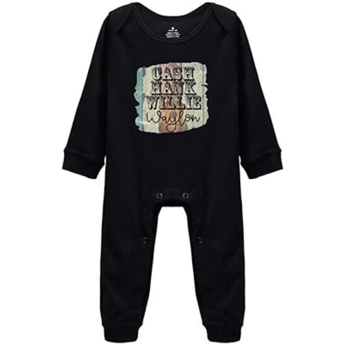 Cash Hank Willie Waylon Country Music Toddler Rompers Long Sleeve Footed Onesie