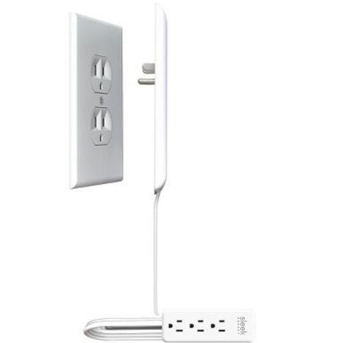 Sleek Socket Ultra-Thin Outlet Concealer with Cord Concealer Kit, 3-Foot Flat Extension Cord with Multiple Outlets