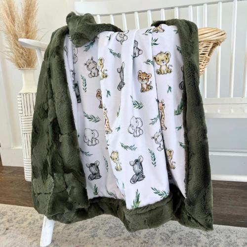 Safari Animal Minky Blanket Gender Neutral Baby Blanket Zoo Animals Nursery Safari Theme Bedding Baby Shower Gift for Toddler Birthday