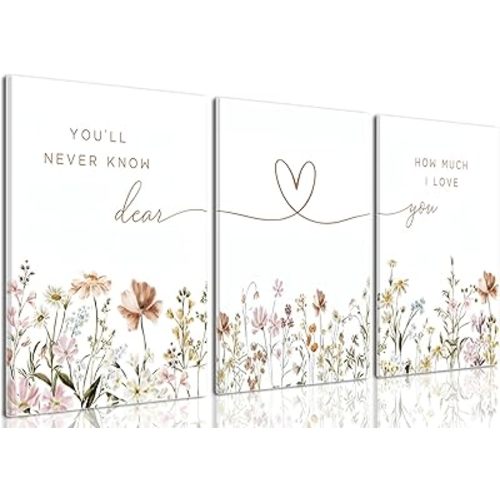 Wildflower Nursery Canvas Wall Art Flower Botanical Sentence Poster Print Wall Decor Boho Girl Nurseries Painting Picture Artwork for Nursery Baby Room Bedroom Living Room Home Decoration 12x16 Inch