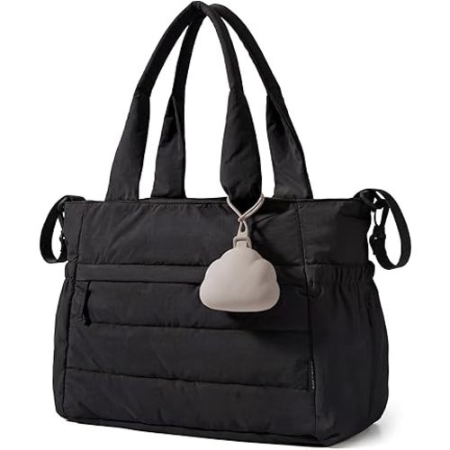 BAGSMART Diaper Bag Tote, Hospital Bag for Labor Delivery, Puffy Maternity Travel Diaper Tote, Baby Bag with Pacifier Case