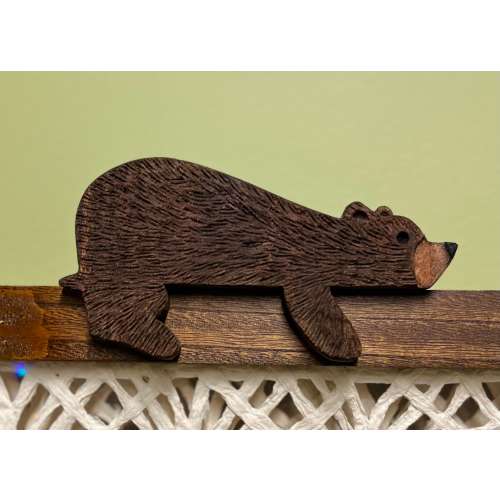 Wooden Bear Door Topper | Shelf Sit Wooden Bear | Brown Bear | Black Bear | Woodland Decor | Nursery Decor | Hand Carved | Babyshower Gift