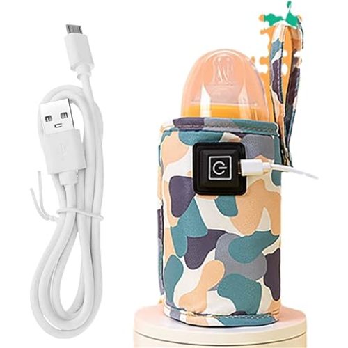 USB Milk Warmer Bag - 2023 New Fast Bottle Warmer for Travel, Portable Car Bottle Warmer for Travel, on The Go Bottle Warmer with USB Cables, Gentle Warmth Maintain Perfect Temperature (White)