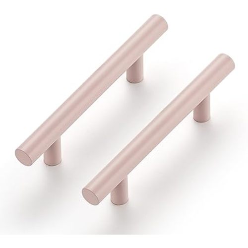 Ravinte 12 Pack | 5 Inch Cabinet Pulls Pink Stainless Steel Kitchen Drawer Pulls Cabinet Handles 5 InchLength, 3 Inch Hole Center
