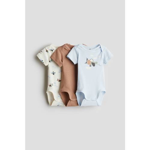 3-PACK COTTON BODYSUITS WITH LAP SHOULDERS