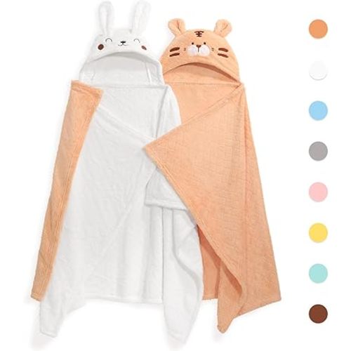 Toddler Bath Towel Hooded Kids Towels Baby Bath Towels for Boy Girl 0-5 Year, 2-Pack Thick Absorbent Toddler Towels with Hood Kids Bath Towel, Large 50''x32'' Baby Hooded Towel for Kids