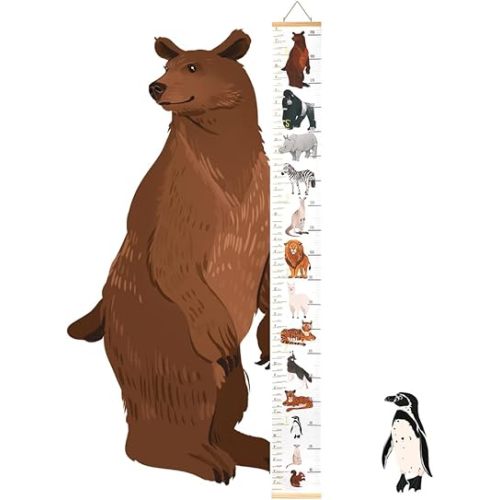 Decu Educational Height Chart Animal-Comparison Hanging Growth Chart for Kids' Bedroom Decor