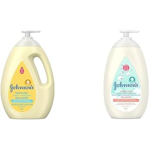 Johnson's Baby Shampoing et lavage (1000 ml) + lotion visage et corps nouveau-né Johnson's Baby (800 ml)