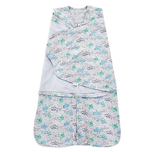 HALO 100% Cotton Sleepsack Swaddle, 3-Way Adjustable Wearable Blanket, TOG 1.5, Planes, Newborn, 0-3 Months