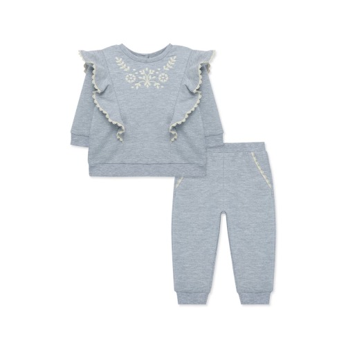 Embroidered Ruffle Sweatshirt & Joggers Set, 12M