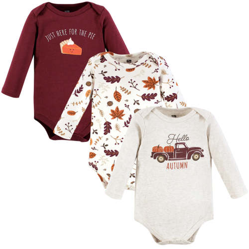 Hudson Baby Cotton Long-Sleeve Bodysuits, Hello Autumn 3-Pack 03 Months