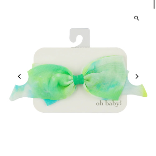 oh baby! Tie-Dye Tie Bow on Nylon Headband - Chartreuse