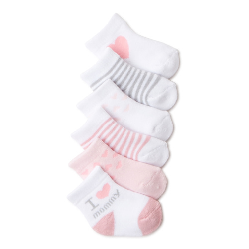 Carter's Child of Mine 0-6 Months Cotton Polyester Spandex Baby Girl Mommy Crew Cut Socks, 6 Pack
