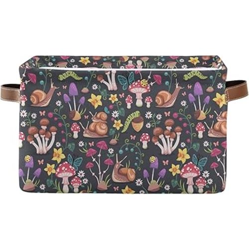 Mushroom Snail Rectangular Storage Basket Organizer Bin Shelf Baskets For Clothes Gifts For Home Office Dorm