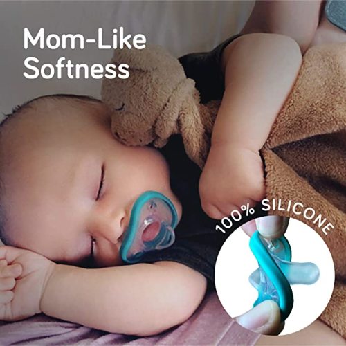 Nanobebe Baby Pacifiers 0-3 Month - Orthodontic, Curves Comfortably with Face Contour, Award Winning for Breastfeeding Babies, 100% Silicone - BPA Free. Perfect Baby Registry Gift 2pk,Grey - 2 Count (Pack of 1) - 0-3 Months Grey