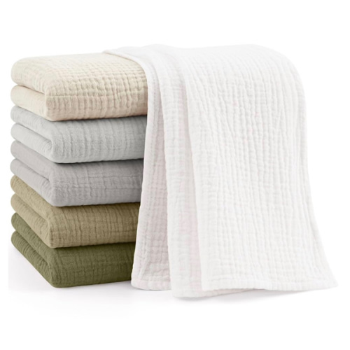 Bearmoss 100% Cotton Muslin Burp Cloths Sets 6 Pack Green + Grey