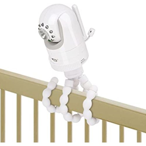 Tripod Baby Monitor Mount Compatible with Infant Optics DXR-8 and DXR-8 Pro Baby Monitor, Flexible Baby Camera Holder for Crib Without Tools or Wall Damage - White