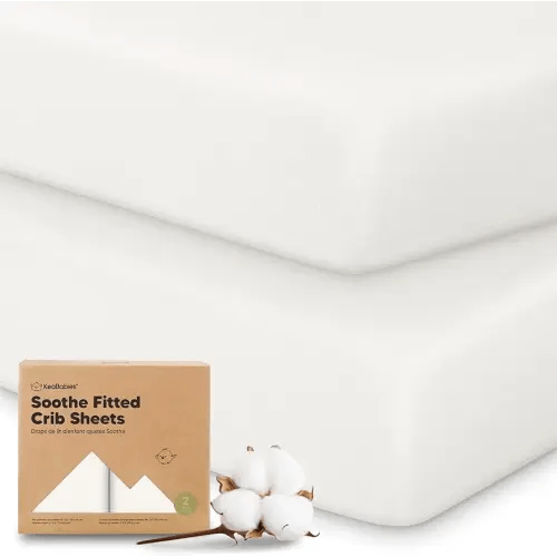 KeaBabies 2-Pack Organic Crib Sheets for Boys, Girls - 52x28 Fitted Crib Mattress Sheet Neutral, Breathable Jersey Cotton Cover for Baby Bed, Toddler Mattress, Soft & Cute Prints (Soft White)