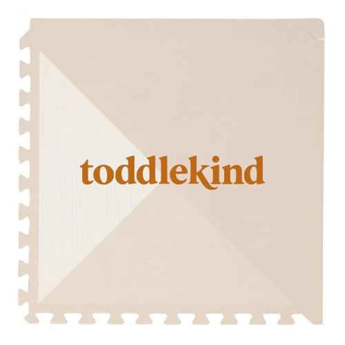 Toddlekind Playmat - Premium Foam Playmat, 4 x 6 feet, 6 Tile Extra Thick Foam Floor Puzzle Mat for Babies/Toddlers Stylish, Non-Toxic, Odorless. Perfect for Tummy Time, Crawling, and Play. Ideal for Nursery and Playroom. 0m+ (Golden Beige)
